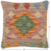 handmade Traditional Pillow Gray Red Hand-Woven SQUARE 100% WOOL Hand woven turkish pillow2' x 2'